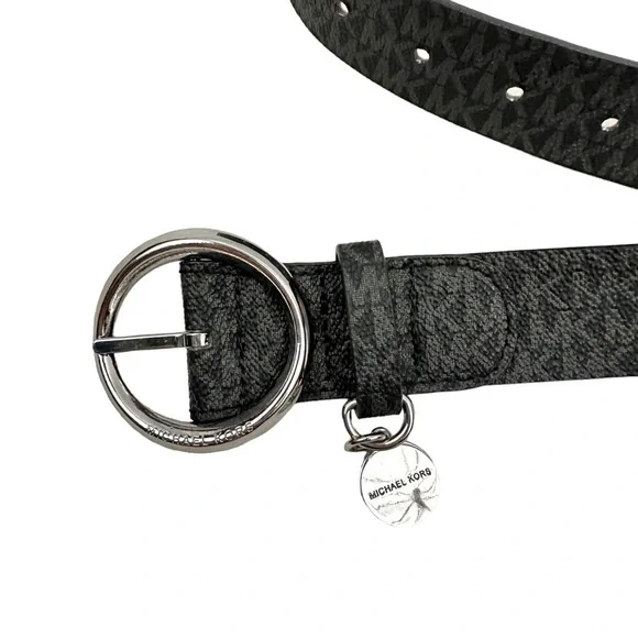 MICHAEL KORS MK logo Belt with Silver Charm Accent - Picture 2 of 5